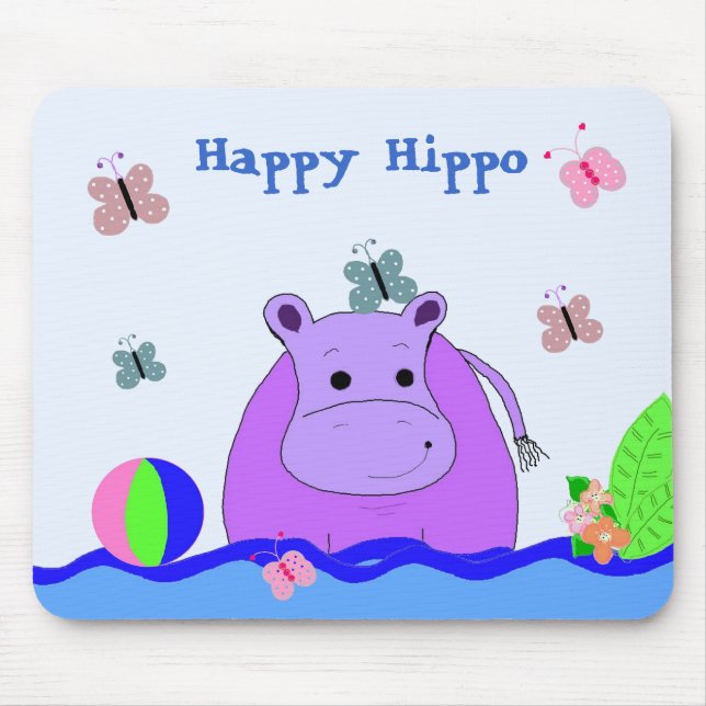 Sehr glückliches Hippo Mousepad (Vorne)