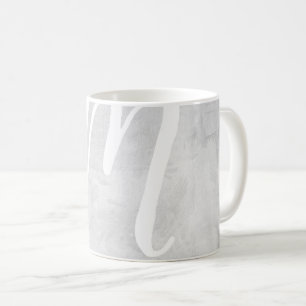 Sehr große Tasse für Monogramm-Grau Stucco-Textur