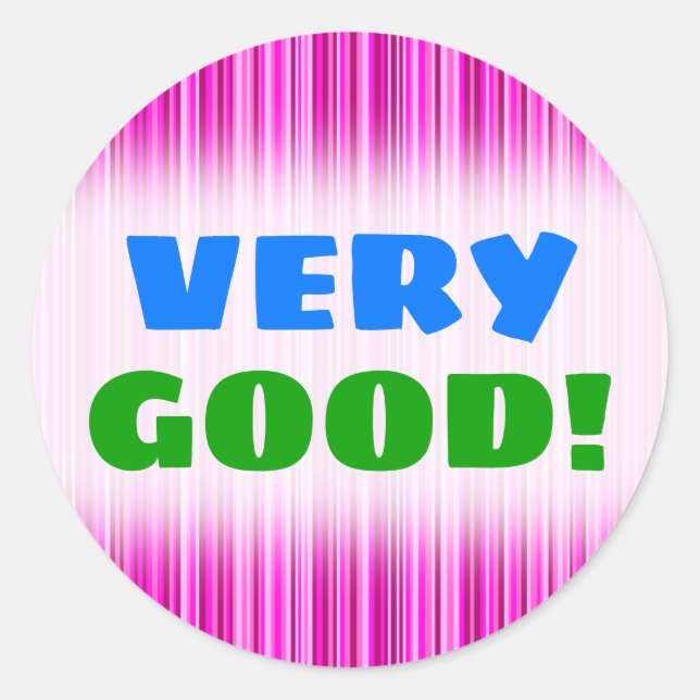 SEHR GUT! + Muster für dünne Magenta und rosa Stre Runder Aufkleber (Vorderseite)