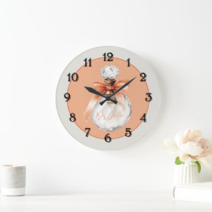 Sehr hübsche (very pretty) Parfümflaschen-Schleife Große Wanduhr