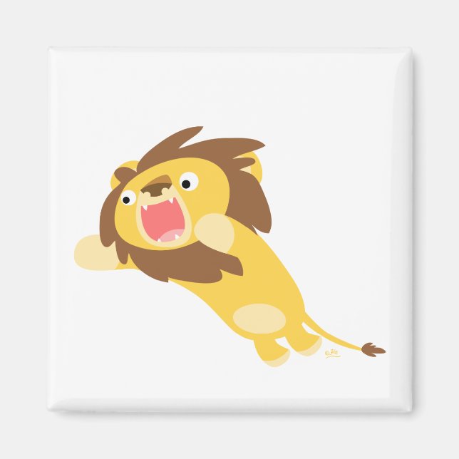 Sehr hungriger Niedlicher Cartoon Lion Magnet (Vorne)