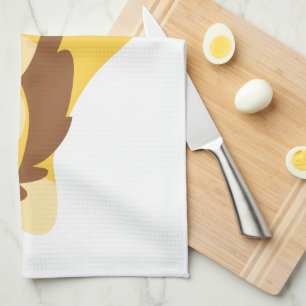 Sehr hungriges niedliches Cartoon-Löwe-Küchen-Tuch Geschirrtuch