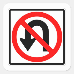 Sehr lustig Klassik No U Turn Sign Sticker Set
