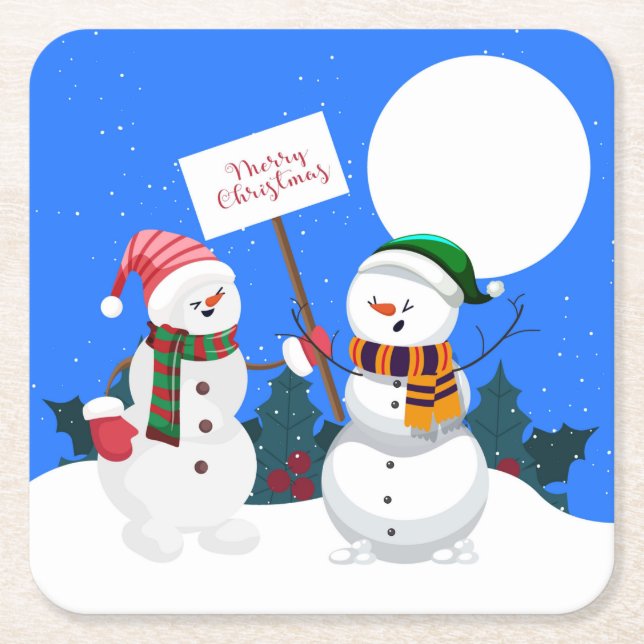 Sehr lustig Weihnachten Schneemänner Zeichnend Rechteckiger Pappuntersetzer (Vorderseite)