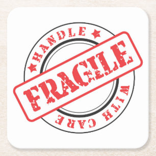 Sehr lustige FRAGILE Handhabung mit Care-Untersetz Rechteckiger Pappuntersetzer