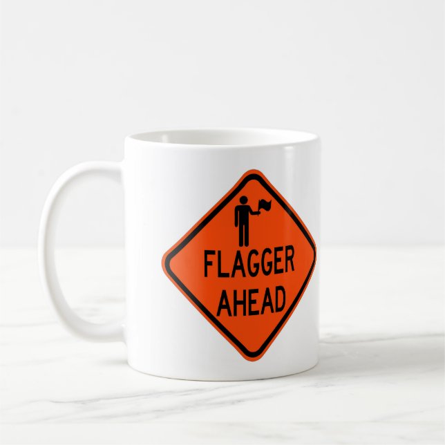Sehr lustige klassische Flagger vor dem Sign Coffe Kaffeetasse (Links)