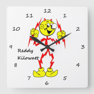 Sehr lustige Reddy-Kilowatt-Wall-Uhr Quadratische Wanduhr