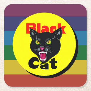 Sehr lustige und bunte schwarze Katze Rechteckiger Pappuntersetzer