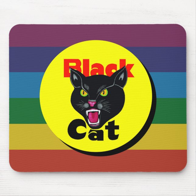 Sehr lustige und farbenfrohe schwarze Katze Mousepad (Vorne)