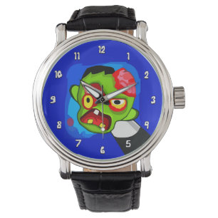 Sehr lustiger Cartoon Zombie mit Stift durch das A Armbanduhr