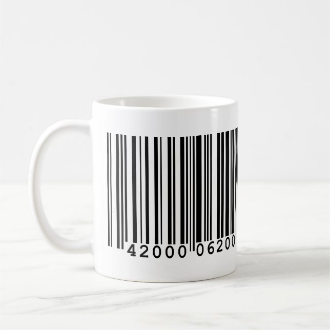 Sehr lustiger Strichcode Kaffeetasse (Links)