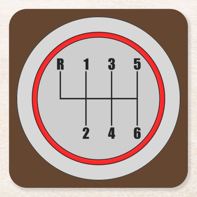 Sehr lustiges 6-Gang-Schaltknopf Grafik-Untersetze Rechteckiger Pappuntersetzer (Vorderseite)