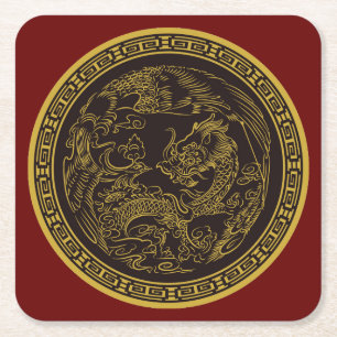 Sehr lustiges chinesisches Dragon Untersetzer Set