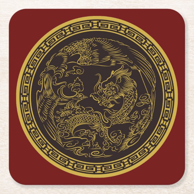 Sehr lustiges chinesisches Dragon Untersetzer Set (Vorderseite)