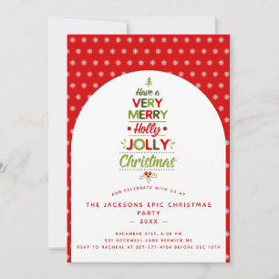 Sehr Merry Holly Jolly Weihnachtsbaum Custom Text  Einladung