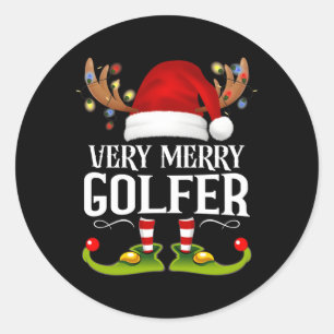 Sehr Merry X-Mas Golfer Runder Aufkleber