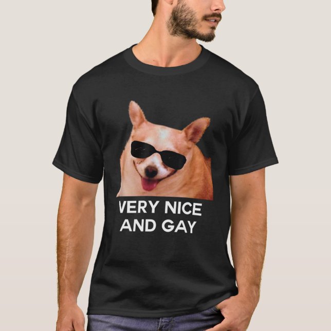 Sehr nette und Gay Hund Brille Meme T-Shirt (Vorderseite)