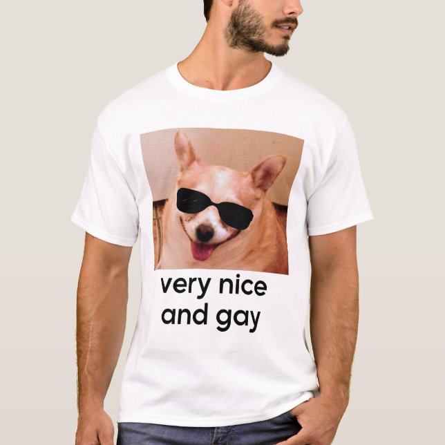 Sehr nette und homosexuelle Hundebrille Meme T-Shirt (Vorderseite)