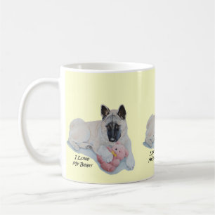 sehr niedliche Akita mit rosa Stuffhund Kaffeetasse