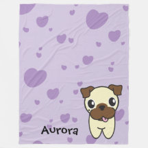 Sehr niedliche Aurora das Mops-lila Herz