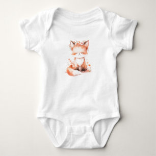 Sehr Niedlicher Babyfuchs mit Blume, Babydusche Baby Strampler