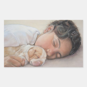 sehr niedliches Bild von Welpe und Beagle Rechteckiger Aufkleber