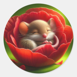 Sehr Niedliches Schlafen von Babymäuse Runder Aufkleber