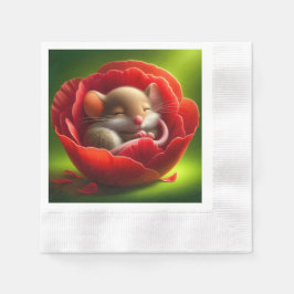 Sehr Niedliches Schlafen von Babymäuse Serviette