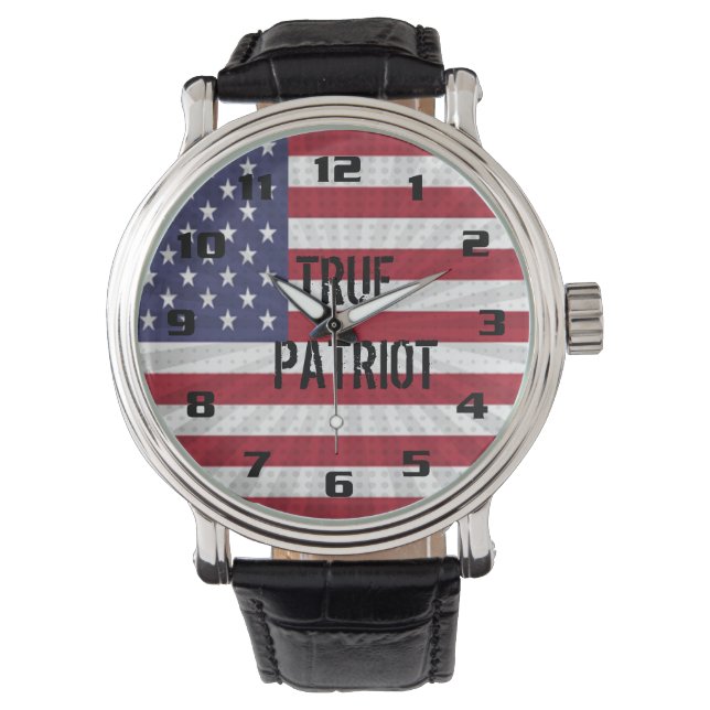 Sehr Patriotisch True Patriot American Flag Armbanduhr (Vorderseite)