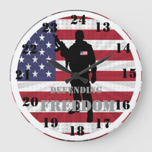 Sehr Patriotisch Verteidigung der Freiheit Militär Große Wanduhr