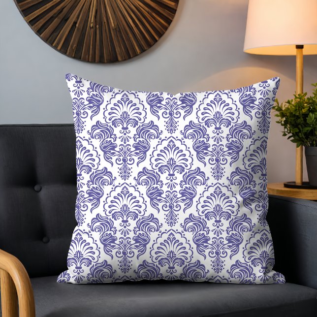 Sehr Peri Damask Blumenmuster Stilvoll Modernität Kissen (Von Creator hochgeladen)