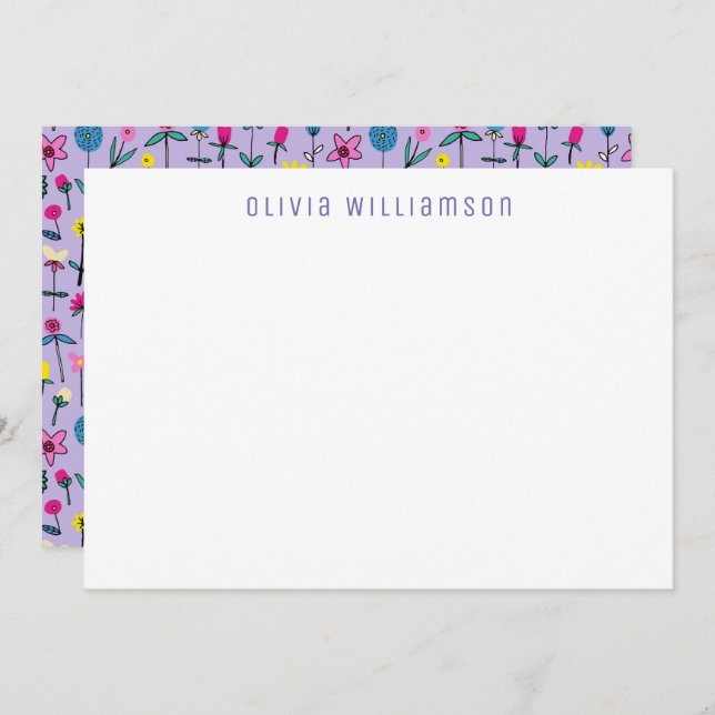 Sehr Peri Lilac Blumengarten Notecard Mitteilungskarte (Vorne/Hinten)