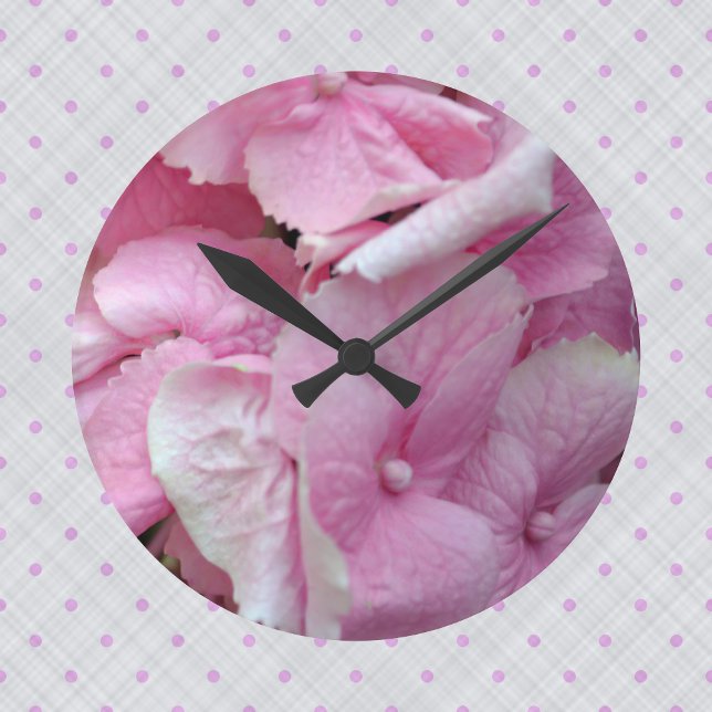 Sehr rosa Hydrangeas Wall Clock Runde Wanduhr (Von Creator hochgeladen)