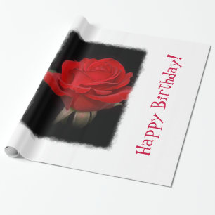 Sehr Rote Rose Geburtstag Geschenkpapier