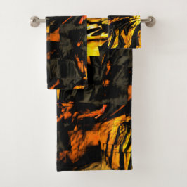 Sehr rustikal verbrannt goldfarbenes, abstraktes M Badhandtuch Set
