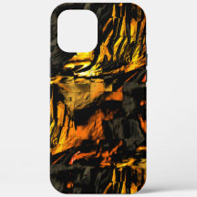 Sehr rustikal verbrannt goldfarbenes, abstraktes M