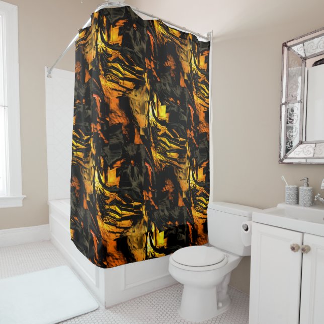 Sehr rustikal verbrannt goldfarbenes, abstraktes M Duschvorhang (Beispiel)