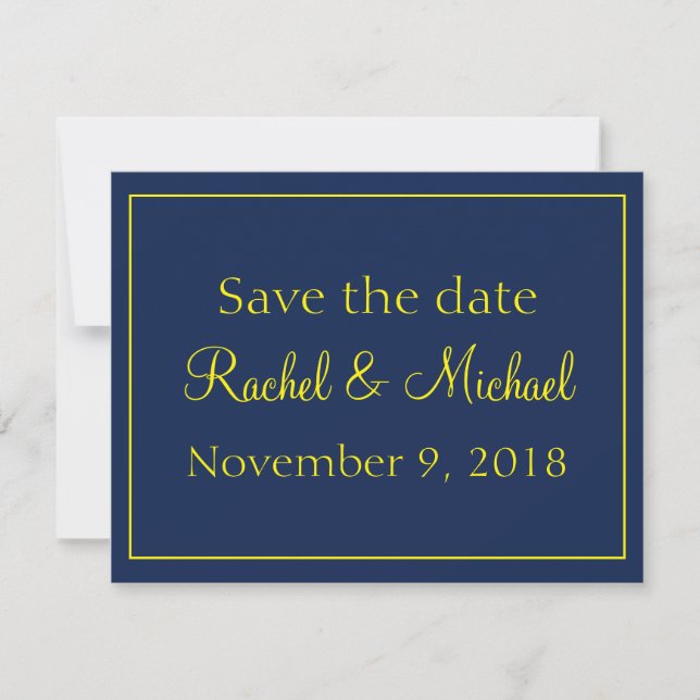 Sehr schön Blau und Gold Save the Date (Vorderseite)