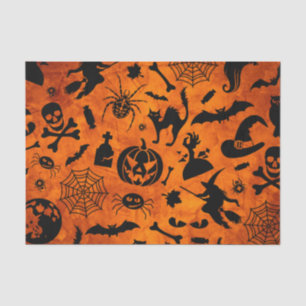 Sehr schöne Halloween-Hexe, Schwarze Katze, Kürbis Seidenpapier