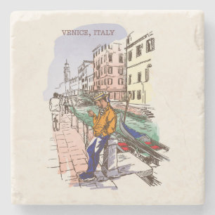 Sehr schöne Venedig Italien Sketch Stone Unterset Steinuntersetzer
