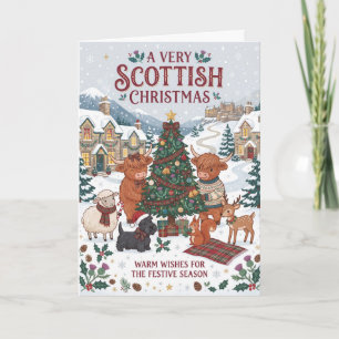 Sehr schottische Weihnachts-Hochlandkuhkarte Karte