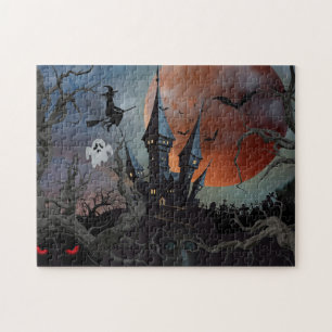 Sehr schreckliche dunkle Halloween-Nacht mit Mond Puzzle