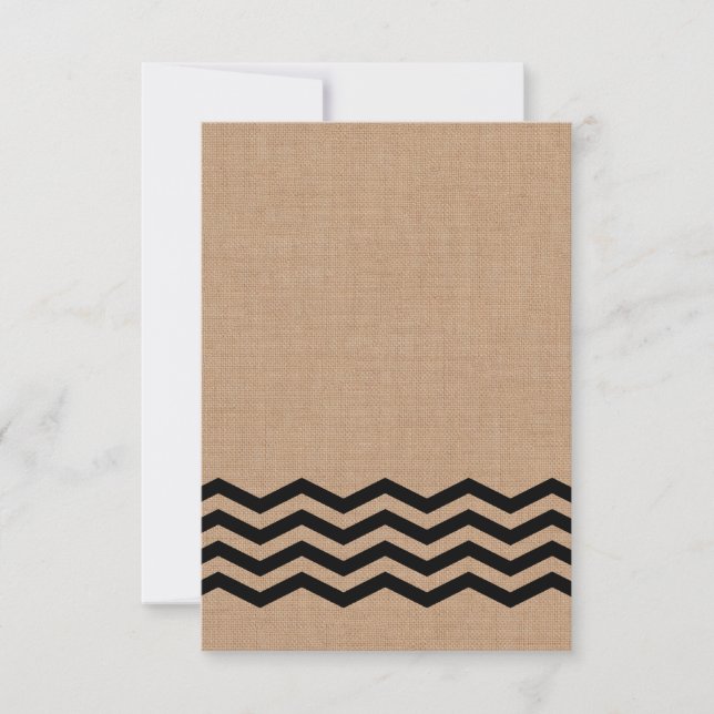 Sehr schwarze Chevrons auf Burlap-UAWG RSVP Karte (Vorderseite)