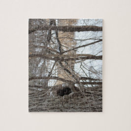 Sehr schwieriges Baumwaldwinter-Szenenpuzzlespiel Puzzle