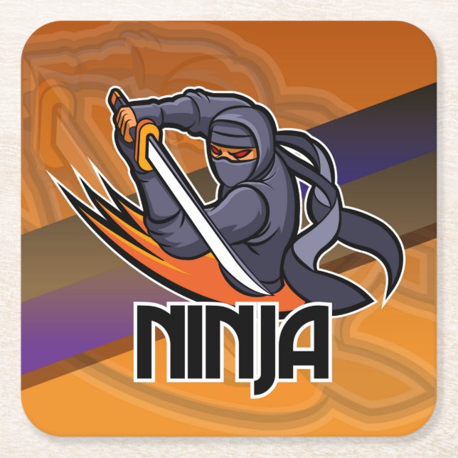 Sehr Spaß Ninja Krieger Zeichnend Untersetzer Set (Vorderseite)