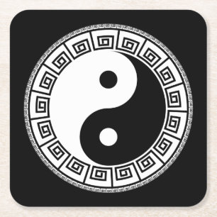 Sehr Spaß Yin und Yang Rechteckiger Pappuntersetzer