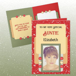 Sehr spezielle Tante Foto Name rot Karte