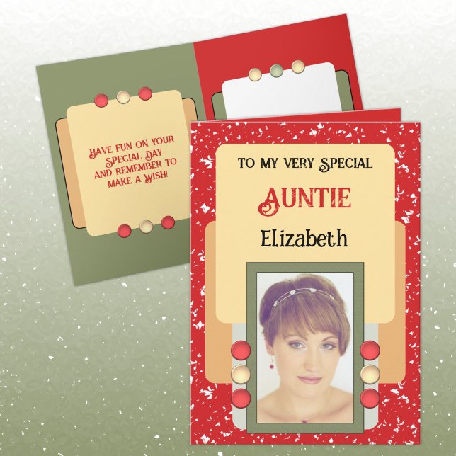 Sehr spezielle Tanten fügen Fotoname rot hinzu Karte (Von Creator hochgeladen)