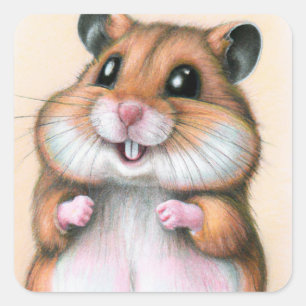 Sehr süße Hamster-Quadrat-Aufkleber Quadratischer Aufkleber