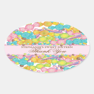 Sehr süßer bunter Bevorzugungs-Aufkleber des Ovaler Aufkleber